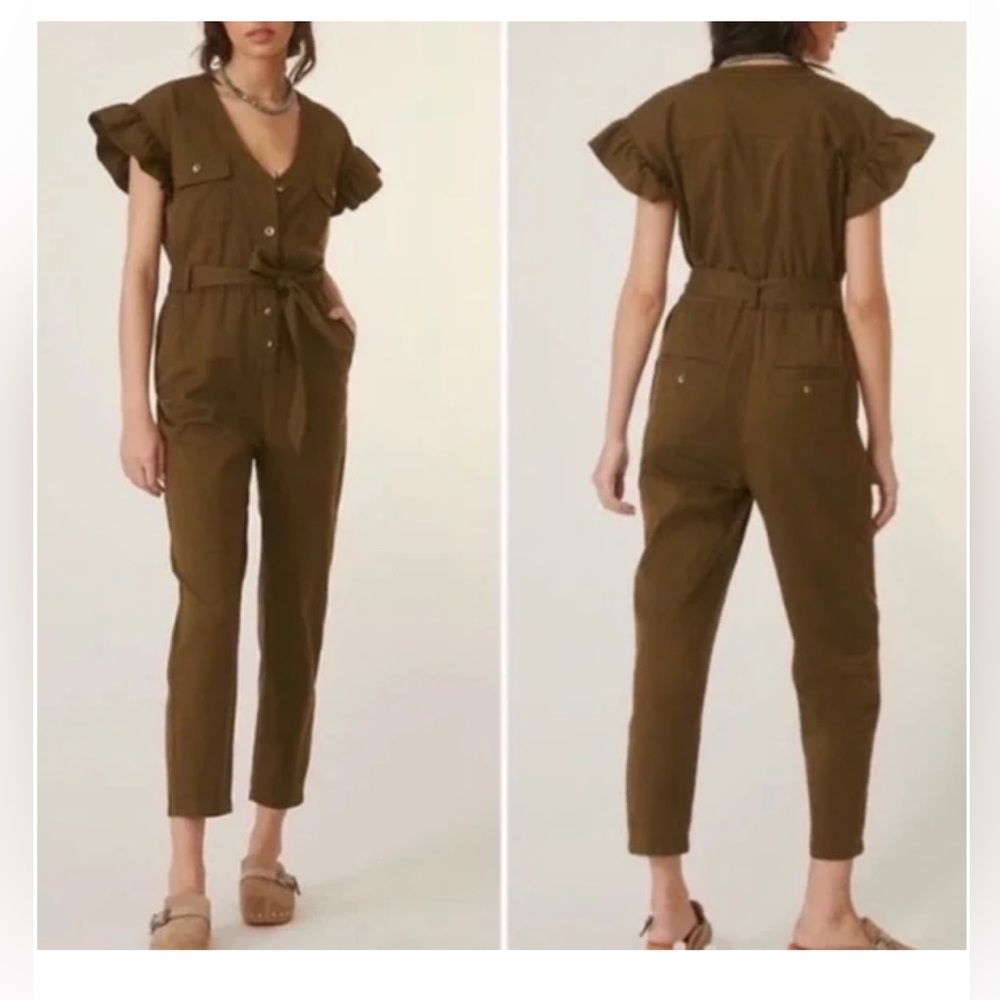 Anthropologie Olive Green Jumpsuit